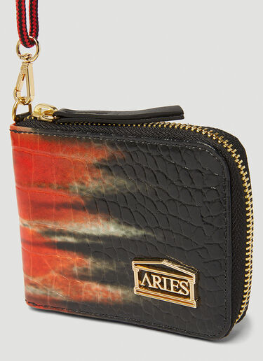 Aries Croc Leather Wallet Black ari0148024
