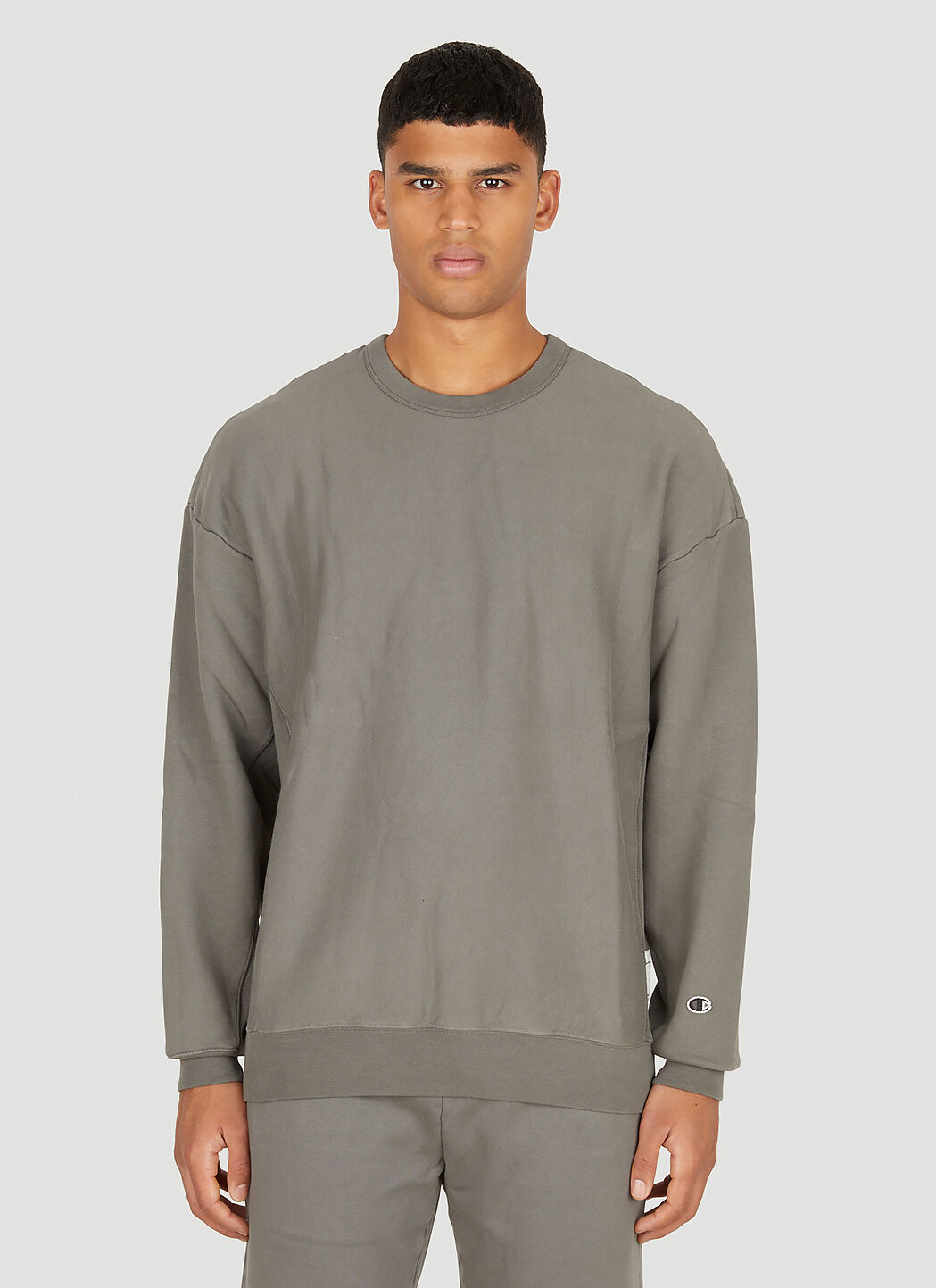 Champion reverse weave logo patch sweatshirt hot sale