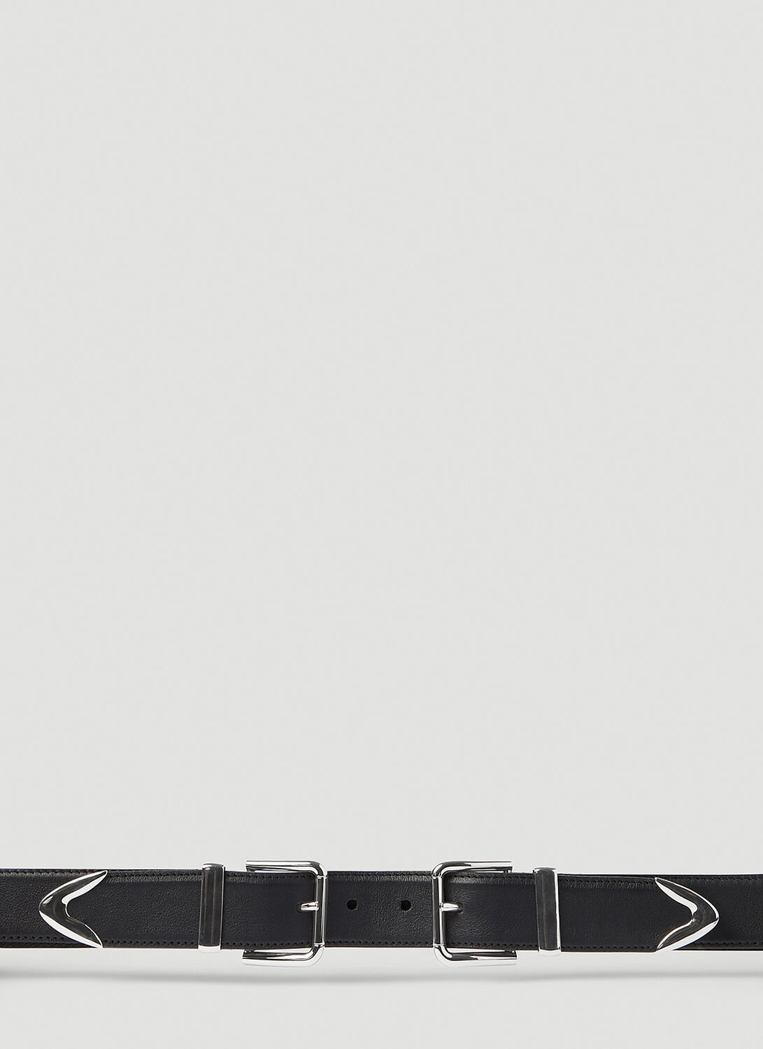 Dolce & Gabbana Men Double Buckle Leather Belt In Black