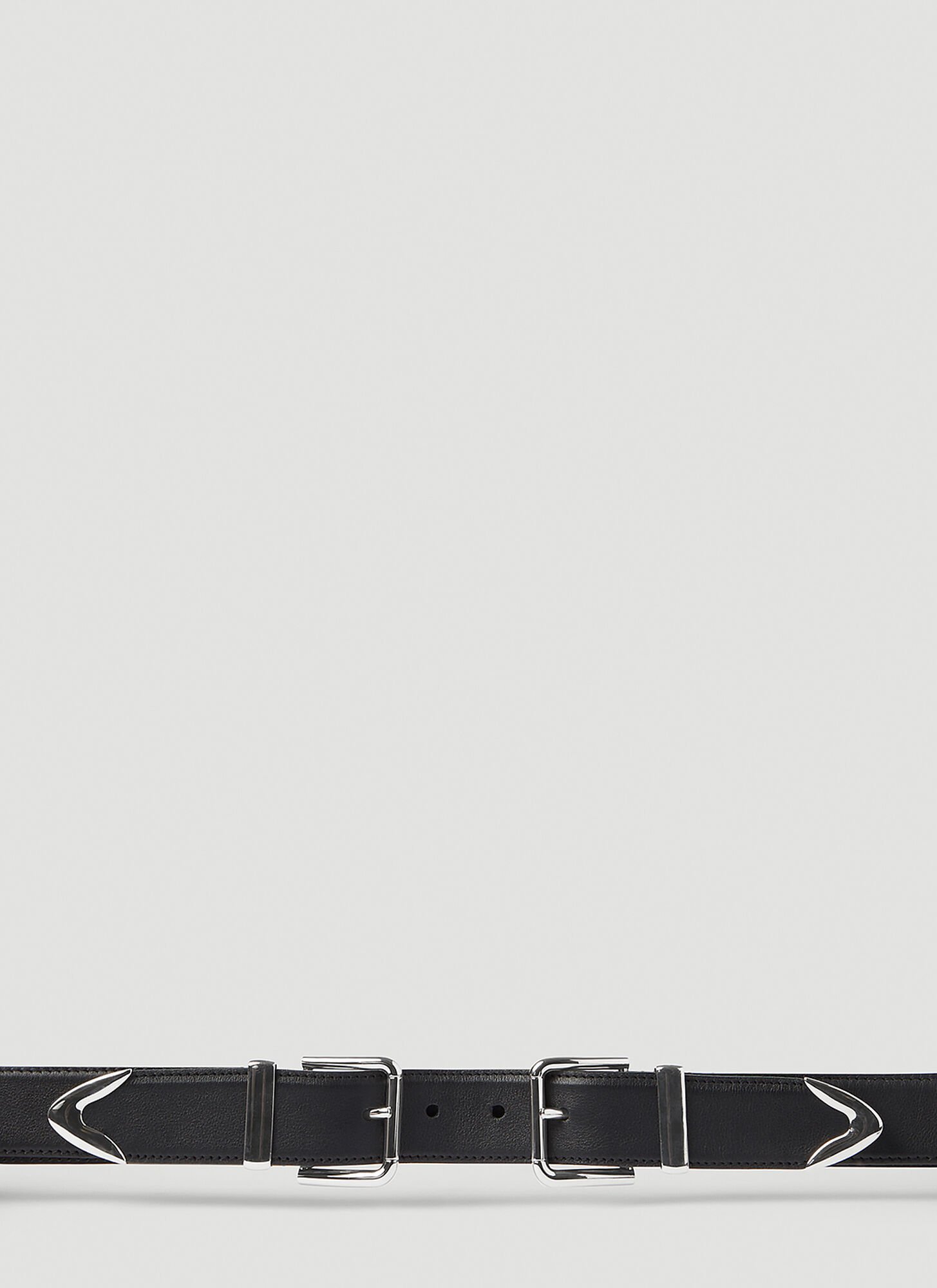 Dolce & Gabbana Men Double Buckle Leather Belt In Black