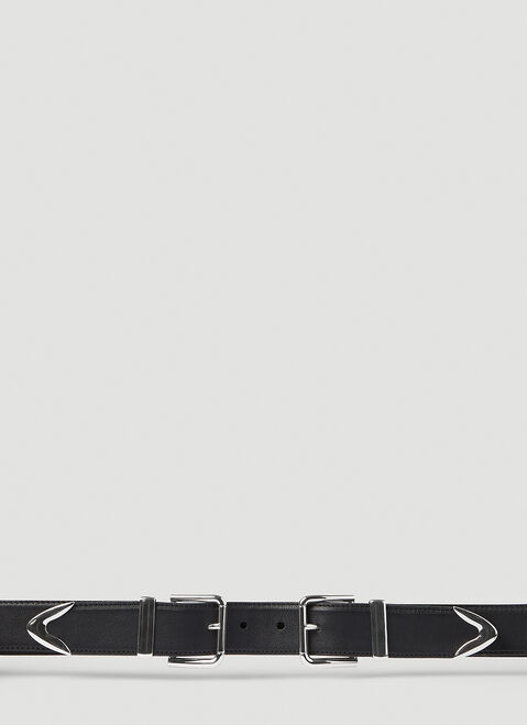 Dolce & Gabbana Double Buckle Leather Belt Black dol0153012