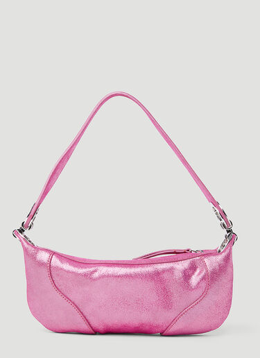 BY FAR Mini Amira Jeans Lame Leather Shoulder Bag Pink byf0253004