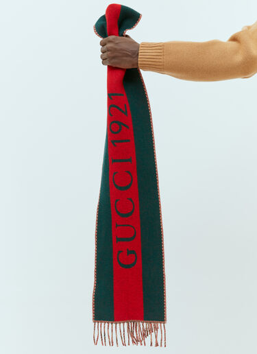 Gucci Web Jacquard Wool Scarf Green guc0155105