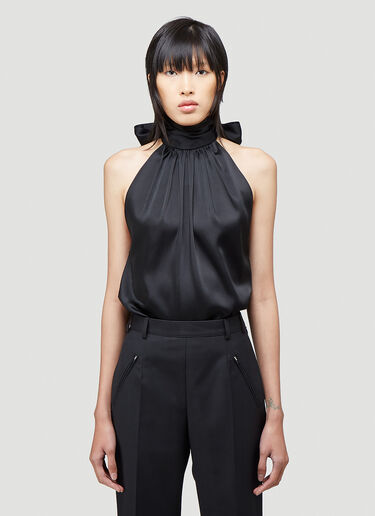 Saint Laurent Halterneck Bow Top Black sla0243021