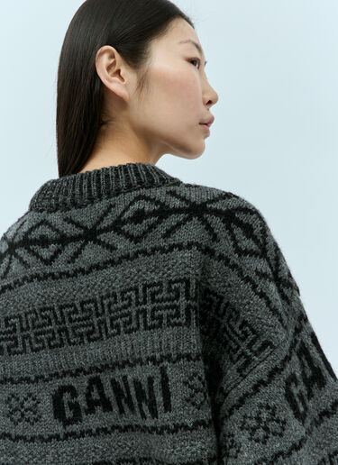 GANNI Logo Jacquard Wool Sweater Black gan0254038