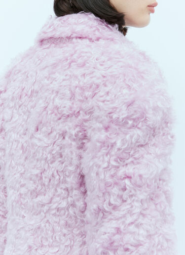 Dries Van Noten Double-Breasted Fluffy Coat Lilac dvn0254003