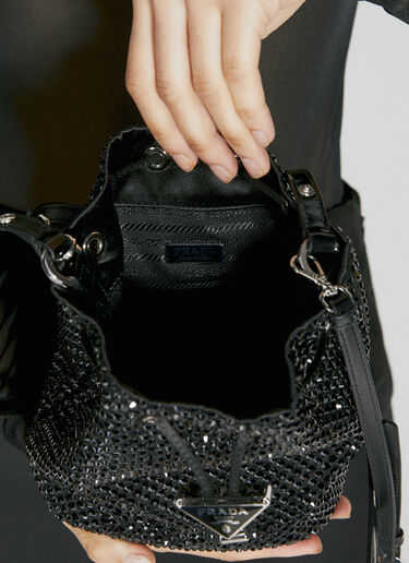 Prada Crystal Embellished Satin Mini Bag Black pra0255015