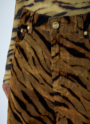 Printed Flock Denim Jeans GANNI Printed Flock Denim Jeans Khaki gan0262027