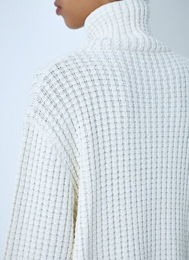 TOTEME Waffle Knit Turtleneck Sweater White tot0264024