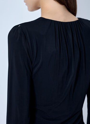 LN-CC® - Sportmax: Ruched V-Neck Long Sleeve Top - Black Sportmax Ruched V-Neck Long Sleeve Top Black spx0265028
