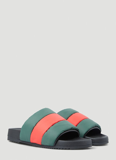 Gucci Web Stripe 软垫拖鞋 绿 guc0150162