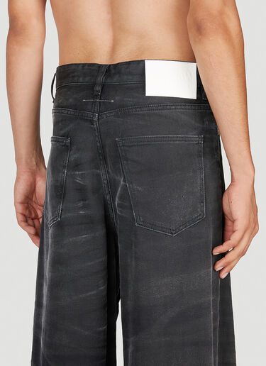 MM6 Maison Margiela Crease Effect Wide Leg Jeans Black mmm0153009