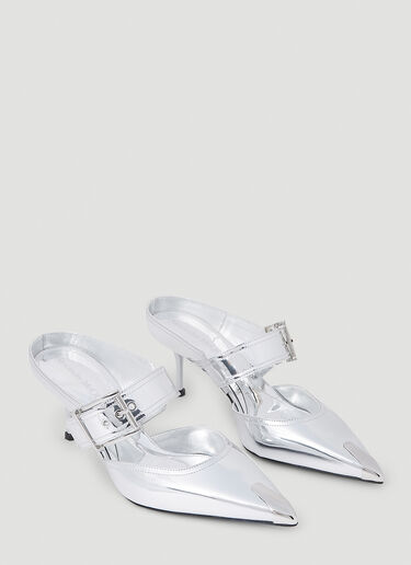 Alexander McQueen Metallic High Heel Mules Silver amq0252014