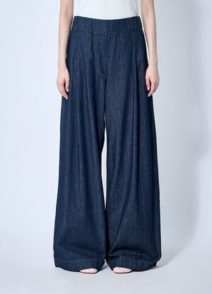 Dries Van Noten Denim Wide Leg Pants Navy dvn0260006