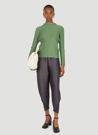 Pleats Please Issey Miyake Plissé Long Sleeve Top Green plp0251002