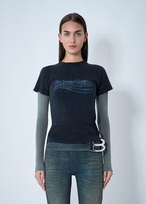 Balenciaga Double-Sleeve T-Shirt Black bal0262008