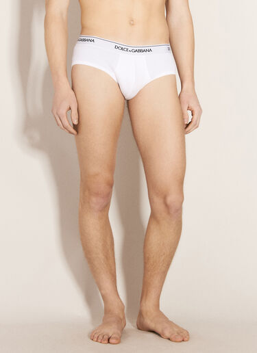 Dolce & Gabbana Set Of Two Logo Print Briefs White dol0156002