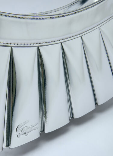 LN-CC® - Lacoste: Runway H Lenglen Mirror Effect Leather Bag - Silver Lacoste Runway H Lenglen Mirror Effect Leather Bag Silver lac0266007