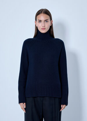 Max Mara High-Neck Wool and Cashmere Sweater Navy max0266093