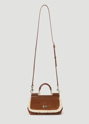 Prada Sicily Suede Small Handbag Brown pra0258028