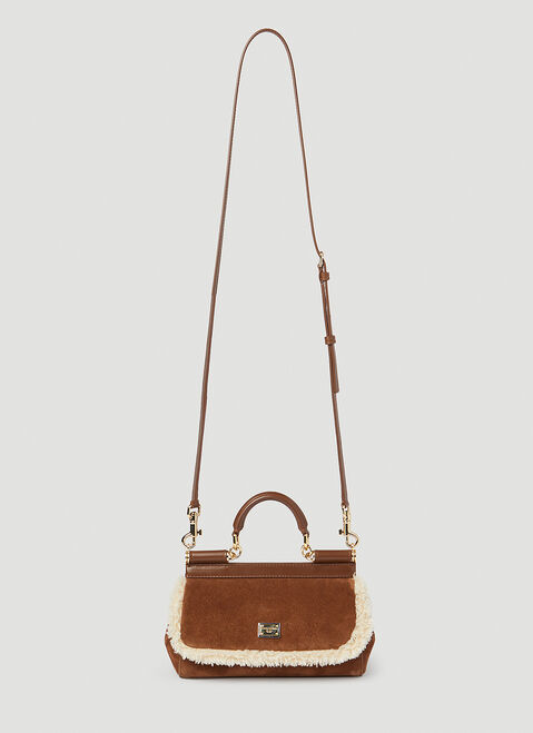 Dolce & Gabbana Sicily Suede Small Handbag Black dol0253010