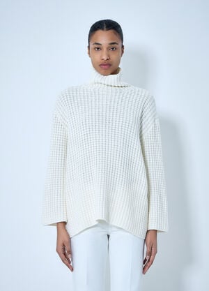 TOTEME Waffle Knit Turtleneck Sweater White tot0264024