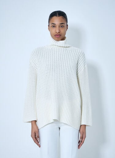 TOTEME Waffle Knit Turtleneck Sweater White tot0264024