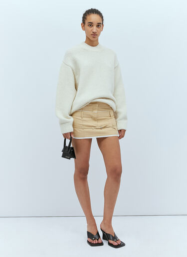 Jacquemus Rear Logo Print Knit Sweater Beige jac0354001