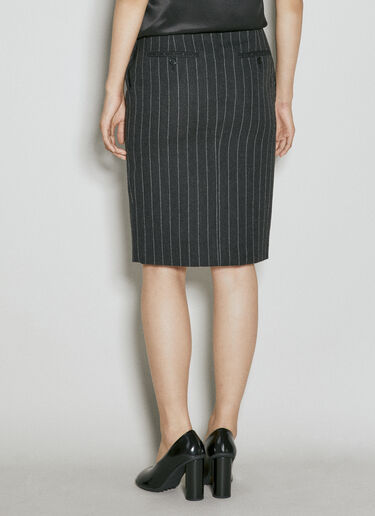 Saint Laurent Striped Wool Pencil Skirt Grey sla0254001