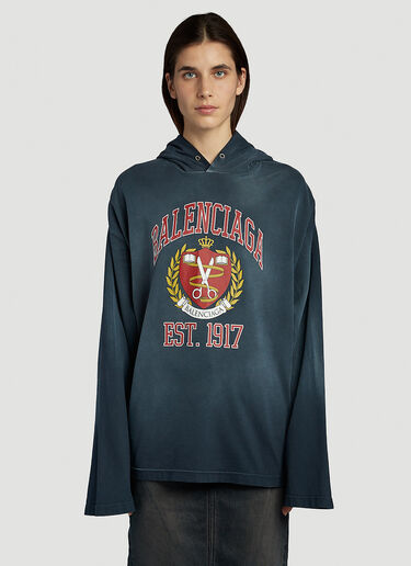Balenciaga Est 1917 Hooded Sweatshirt Blue bal0246073