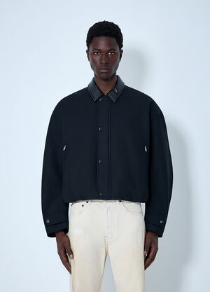 Acne Studios Leather-Trimmed Button Jacket Black acn0164030
