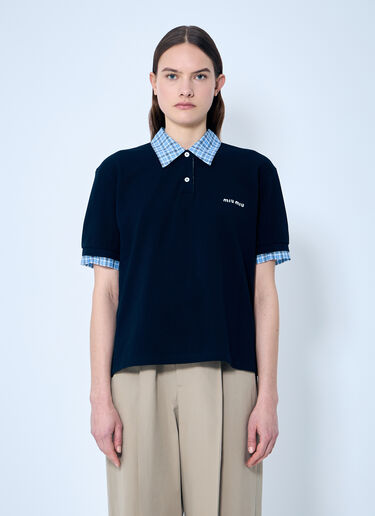 Miu Miu Polo Shirt With Contrast Trims Blue miu0360006