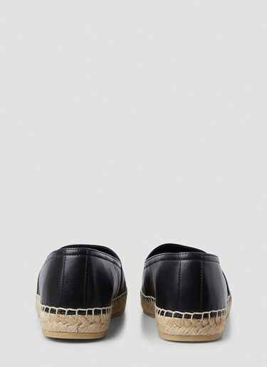 Saint Laurent YSL Embossed Flat Espadrilles Black sla0249108