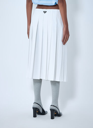 Prada Pleated Midi Skirt White pra0264035
