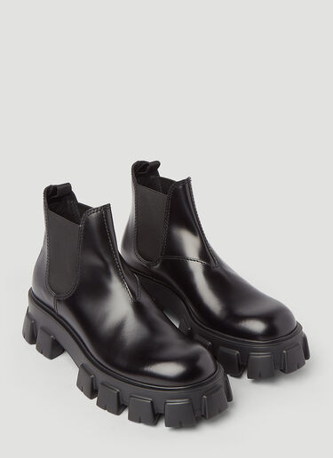 Prada Monolith Leather Chelsea Boots Black pra0145020
