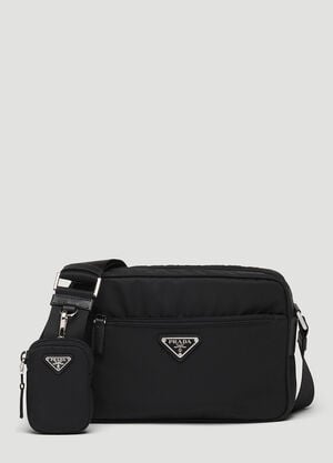 Prada Re-Nylon and Saffiano Leather Shoulder Bag Black pra0248030