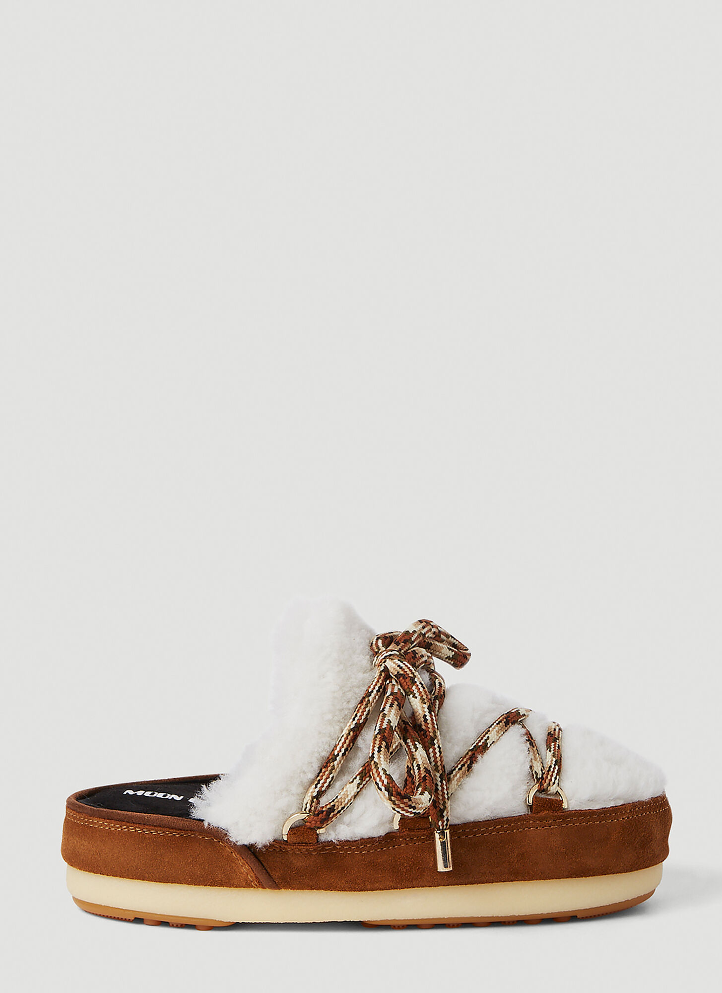 Moon Boot Shearling & Suede Mules W/ Laces
