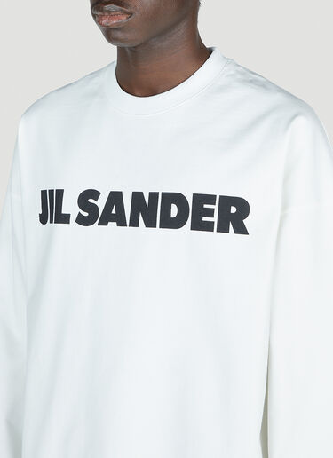 Jil Sander 로고 프린트 긴소매 티셔츠 화이트 jil0153005
