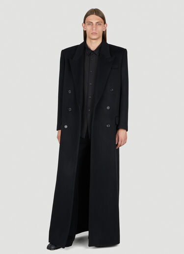 Saint Laurent Extra Long Wool Coat Black sla0154012