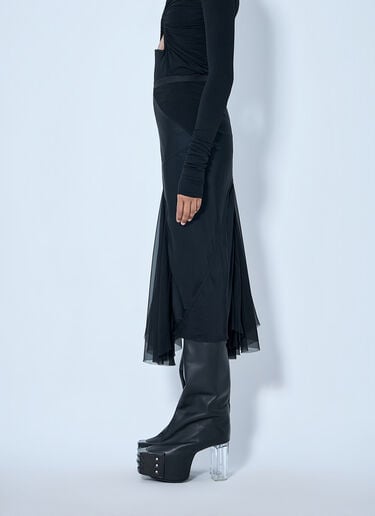 LN-CC® - Rick Owens: Asymmetrical Midi Skirt - Black Rick Owens Asymmetrical Midi Skirt Black ric0265016