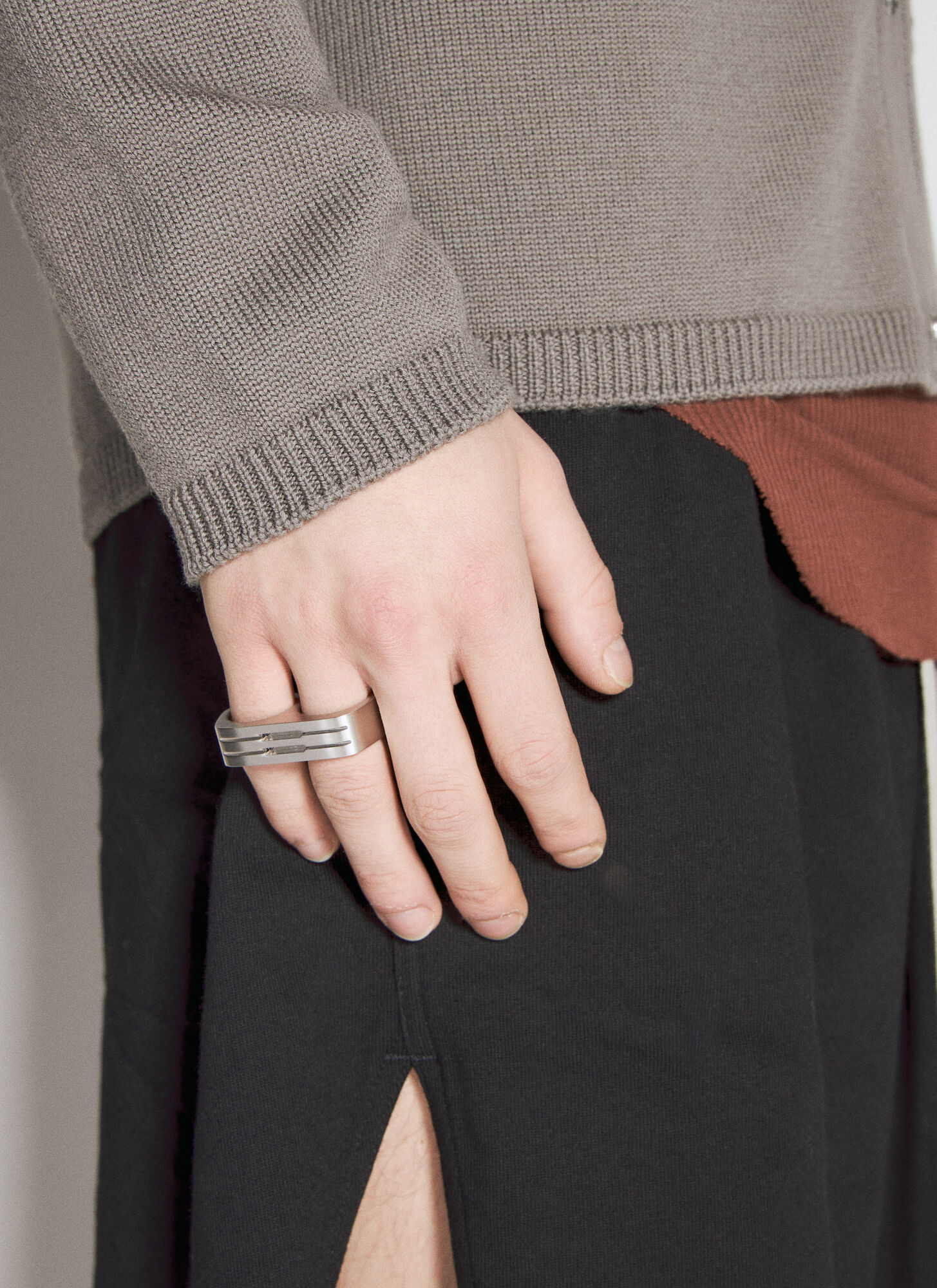 Shop Rick Owens Double Grill Ring In Silver