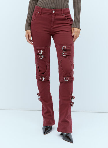 Blumarine Buckle Embellished Flared Pants Burgundy blm0254003