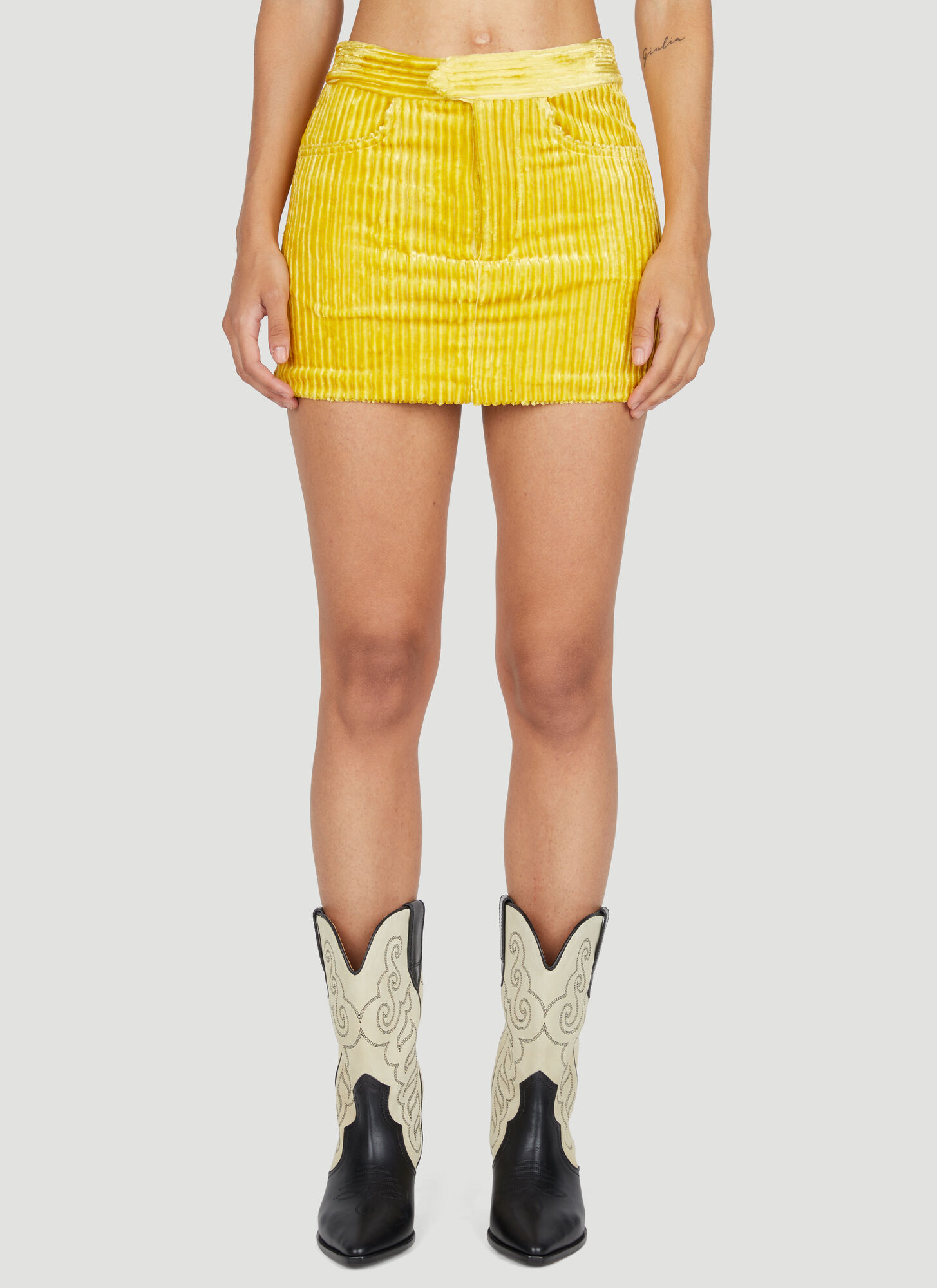 Shop Isabel Marant Damia Corduroy Mini Skirt In Yellow