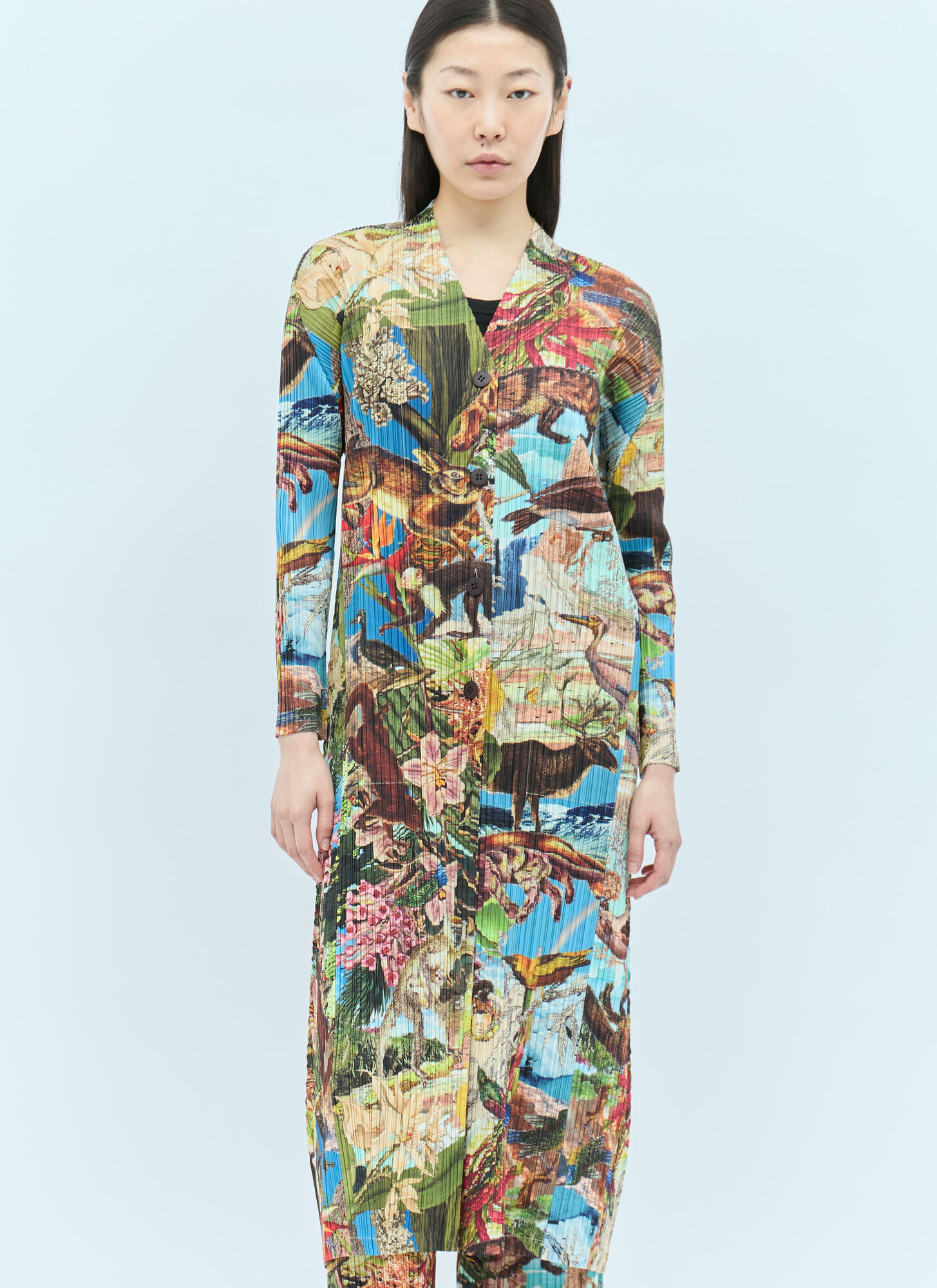 Shop Issey Miyake Aurora Jungle Coat In Multicolour