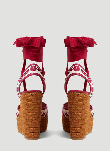 Dolce & Gabbana Printed Brocade Wedge Sandals Pink dol0253023