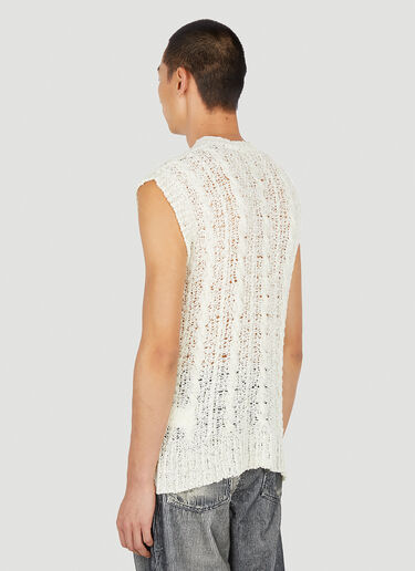 Our Legacy Sheer Cable Knit Sleeveless Sweater White our0150007