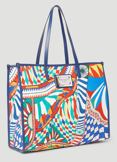 Dolce & Gabbana Carretto Print Canvas Tote Bag Blue dol0253033