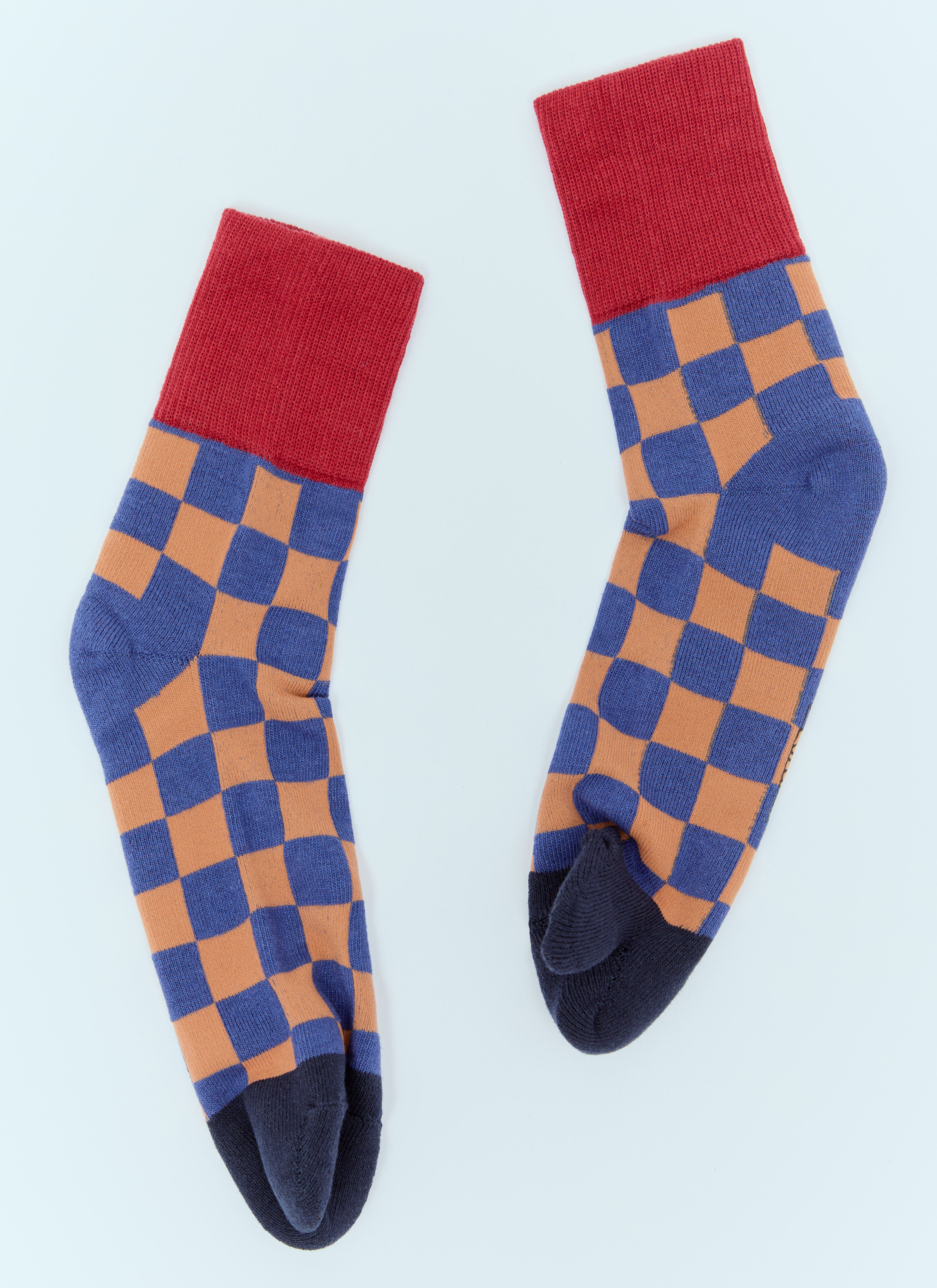 Maison Margiela Tabi Checker Ankle Socks Brown mla0155020