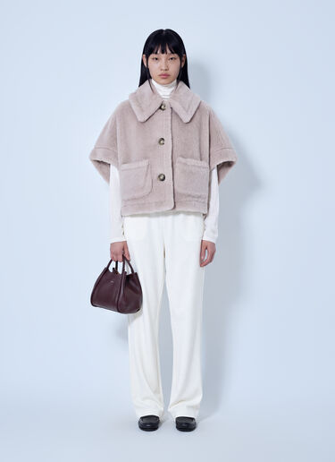 LN-CC® - Max Mara: Alpaca and Wool Teddy Fabric Boxy Cape - Beige Max Mara Alpaca and Wool Teddy Fabric Boxy Cape Beige max0266084