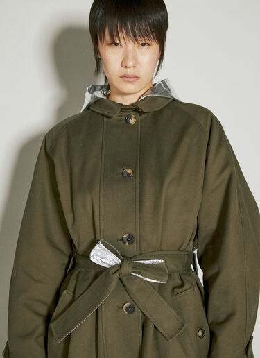 Metalic Panel Hooded Trench Coat Rabanne Metalic Panel Hooded Trench Coat Green pac0253010